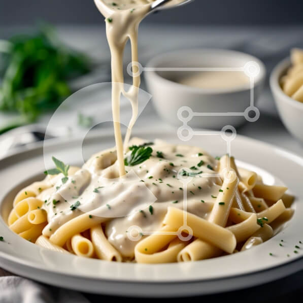 Σετ των 2 Intra Συλλεκτικό Ξύλινο Παζλ Plywood  4mm - Δελεαστική εικόνα από κρεμώδη ζυμαρικά με φρέσκο ​​μαϊντανό Σε Ξύλινο Κουτί - Διαστάσεις: 10x10 cm – 25 κομμάτια