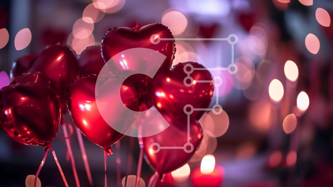 Intra Συλλεκτικό Ξύλινο Παζλ Plywood  4mm - Κόκκινα μπαλόνια και κεριά σε σχήμα καρδιάς Σε Ξύλινο Κουτί - Διαστάσεις Puzzle: 10x10 cm – 25 κομμάτια