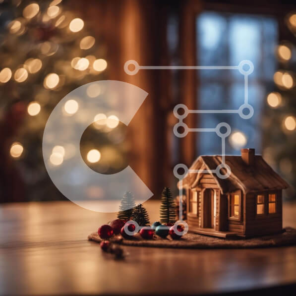 Intra Συλλεκτικό Ξύλινο Παζλ Plywood  4mm - Μινιατούρα στολίδι Ξύλινου Σπίτι για την περίοδο των γιορτών Σε Ξύλινο Κουτί - Διαστάσεις: 10x10 cm – 25 κομμάτια