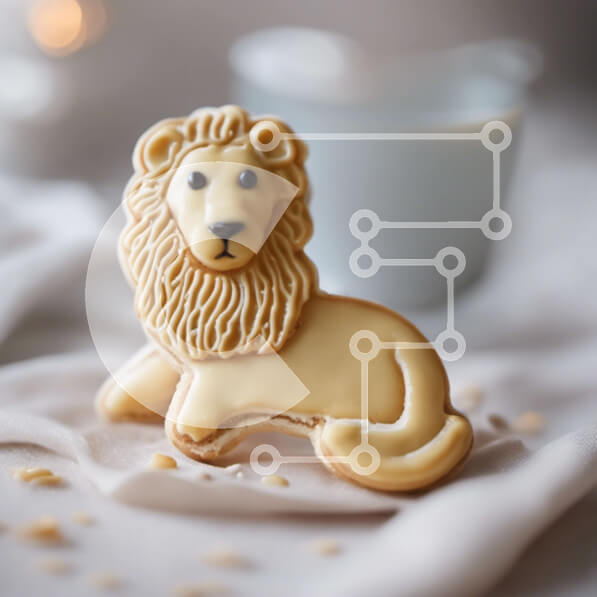 Σετ των 2 Intra Συλλεκτικό Ξύλινο Παζλ Plywood  4mm - Μπισκότο λιονταριού σε τραπεζομάντιλο με φλιτζάνι και πιατάκι Σε Ξύλινο Κουτί - Διαστάσεις: 10x10 cm – 25 κομμάτια