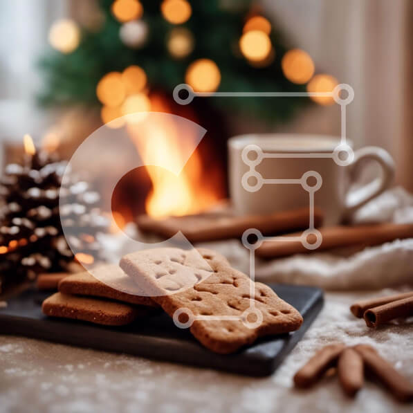 Σετ των 2 Intra Συλλεκτικό Ξύλινο Παζλ Plywood  4mm - Φλιτζάνι καφέ με χριστουγεννιάτικα στολίδια και φρεσκοψημένο μελόψωμο Σε Ξύλινο Κουτί - Διαστάσεις: 10x10 cm – 25 κομμάτια