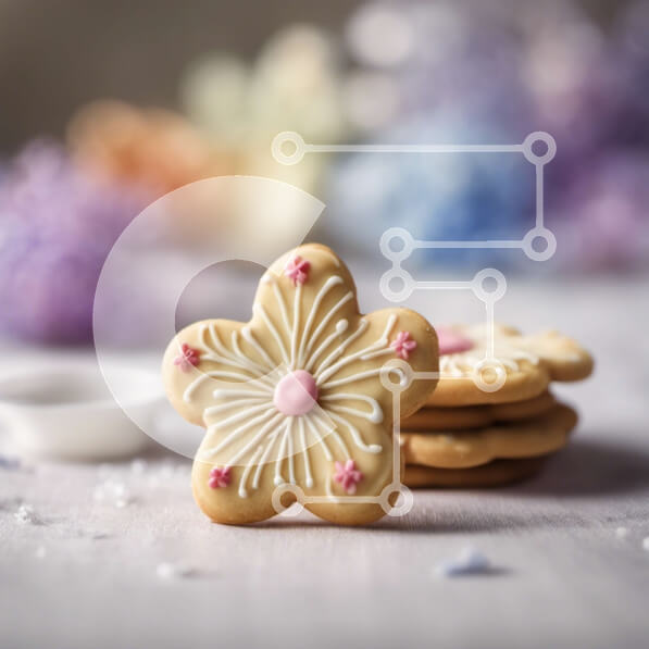 Σετ των 2 Intra Συλλεκτικό Ξύλινο Παζλ Plywood  4mm - Κομψά μπισκότα σε σχήμα λουλουδιού σε ένα τραπέζι με μικρά μπολ Σε Ξύλινο Κουτί - Διαστάσεις: 10x10 cm – 25 κομμάτια