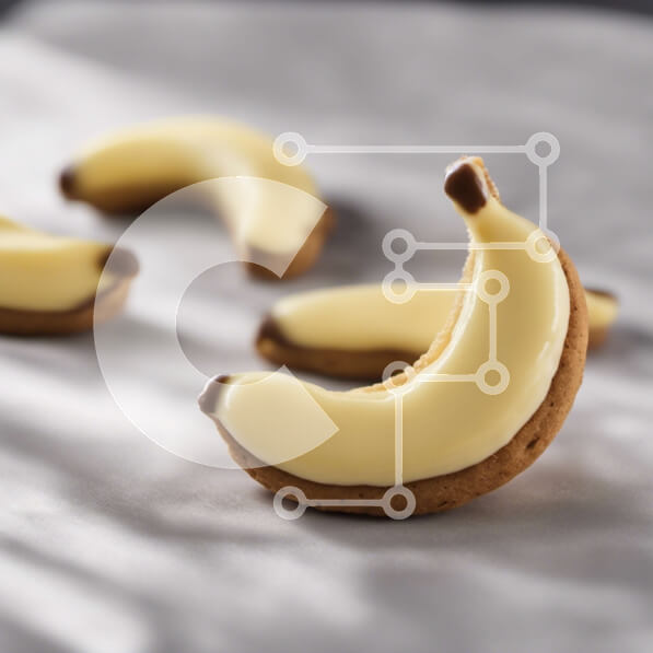 Σετ των 2 Intra Συλλεκτικό Ξύλινο Παζλ Plywood  4mm - Μπισκότα σε σχήμα μπανάνας με White Frosting Σε Ξύλινο Κουτί - Διαστάσεις: 10x10 cm – 25 κομμάτια