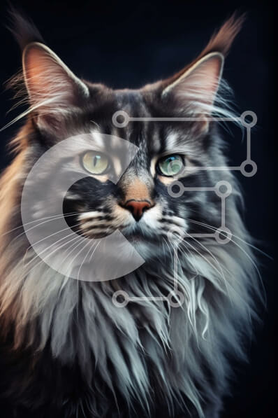 Σετ των 2 Intra Συλλεκτικό Ξύλινο Παζλ Plywood  4mm - Έντονο βλέμμα - Κοντινό πλάνο μιας χνουδωτής γάτας με λαμπερά πράσινα μάτια Σε Ξύλινο Κουτί - Διαστάσεις: 10x10 cm – 25 κομμάτια