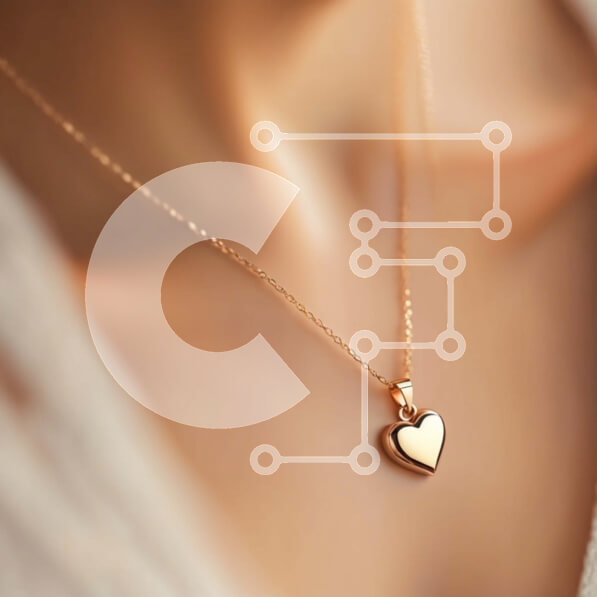 Σετ των 2 Intra Συλλεκτικό Ξύλινο Παζλ Plywood  4mm - Γυναίκα που φορά κολιέ με επιχρυσωμένη καρδιά Σε Ξύλινο Κουτί - Διαστάσεις: 10x10 cm – 25 κομμάτια