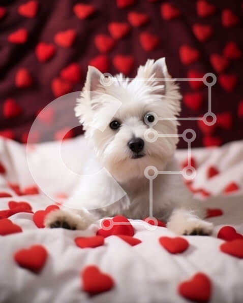 Σετ των 2 Intra Συλλεκτικό Ξύλινο Παζλ Plywood  4mm - Χαριτωμένος σκύλος σε κρεβάτι σε σχήμα καρδιάς Σε Ξύλινο Κουτί - Διαστάσεις: 10x10 cm – 25 κομμάτια