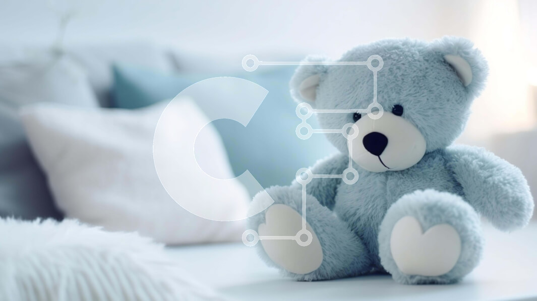 Intra Συλλεκτικό Ξύλινο Παζλ Plywood  4mm - Μπλε αρκουδάκι με μαξιλάρια στο τραπέζι Σε Ξύλινο Κουτί - Διαστάσεις: 10x10 cm – 25 κομμάτια