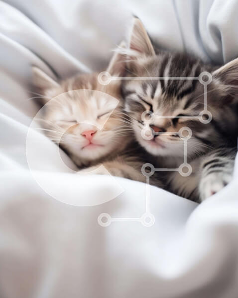 Σετ των 2 Intra Συλλεκτικό Ξύλινο Παζλ Plywood  4mm - Δύο γατάκια που κοιμούνται μαζί σε μια κουβέρτα Σε Ξύλινο Κουτί - Διαστάσεις: 10x10 cm – 25 κομμάτια