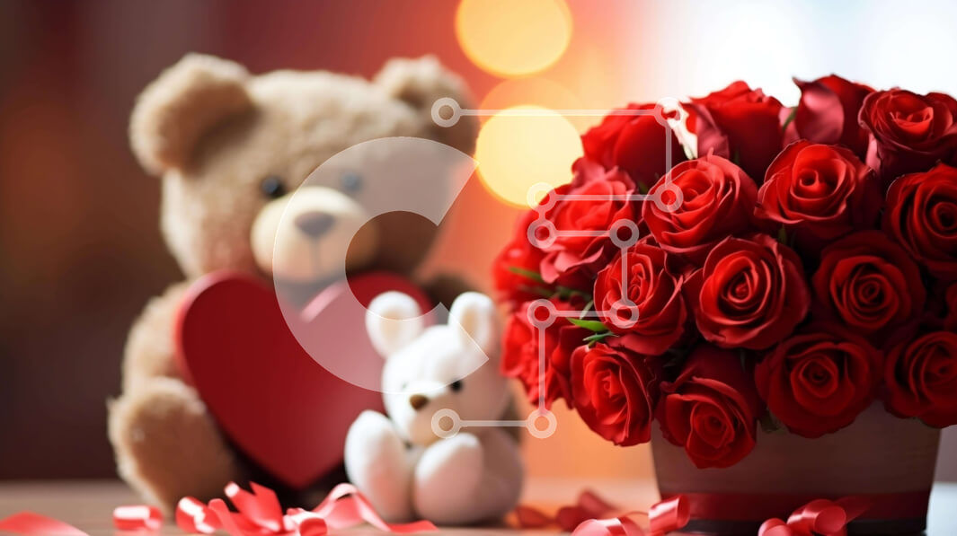 Intra Συλλεκτικό Ξύλινο Παζλ Plywood  4mm - Αρκουδάκι και τριαντάφυλλα - εικόνα για την ημέρα του Αγίου Βαλεντίνου Σε Ξύλινο Κουτί - Διαστάσεις Puzzle: 10x10 cm – 25 κομμάτια