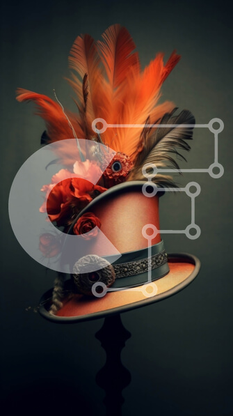 Intra Συλλεκτικό Ξύλινο Παζλ Plywood  4mm - Πορτοκαλί Καπέλο με Φτερά και Λουλούδι - Αξεσουάρ μόδας Σε Ξύλινο Κουτί - Διαστάσεις Puzzle: 10x10 cm – 25 κομμάτια