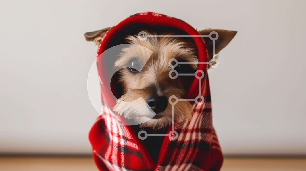 Intra Συλλεκτικό Ξύλινο Παζλ Plywood  4mm - Χαριτωμένος σκύλος με καρό κουκούλα Σε Ξύλινο Κουτί - Διαστάσεις: 10x10 cm – 25 κομμάτια