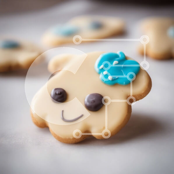 Σετ των 2 Intra Συλλεκτικό Ξύλινο Παζλ Plywood  4mm - Διακοσμημένα μπισκότα με μπλε και λευκά διακοσμητικά Σε Ξύλινο Κουτί - Διαστάσεις: 10x10 cm – 25 κομμάτια