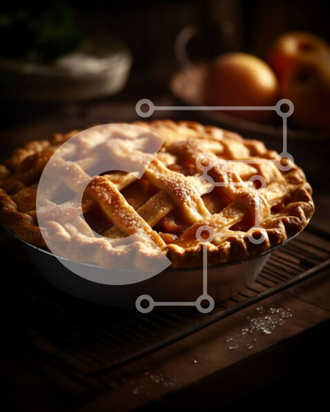 Σετ των 2 Intra Συλλεκτικό Ξύλινο Παζλ Plywood  4mm - Νόστιμη εικόνα της φρεσκοψημένης μηλόπιτας σε μια σχάρα Σε Ξύλινο Κουτί - Διαστάσεις: 10x10 cm – 25 κομμάτια