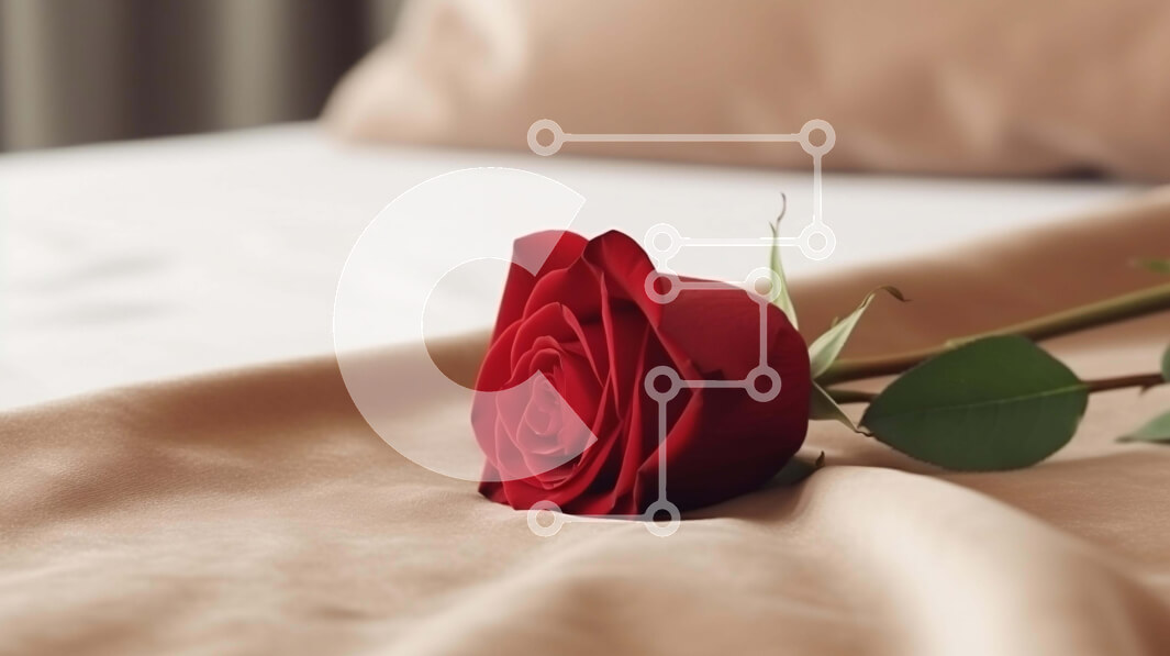 Intra Συλλεκτικό Ξύλινο Παζλ Plywood  4mm - Ρομαντικό κόκκινο τριαντάφυλλο στο κρεβάτι Σε Ξύλινο Κουτί - Διαστάσεις Puzzle: 10x10 cm – 25 κομμάτια