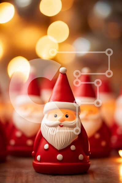 Intra Συλλεκτικό Ξύλινο Παζλ Plywood  4mm - Ομάδα από ειδώλια Άγιου Βασίλη σε ένα εορταστικό τραπέζι Σε Ξύλινο Κουτί - Διαστάσεις: 10x10 cm – 25 κομμάτια