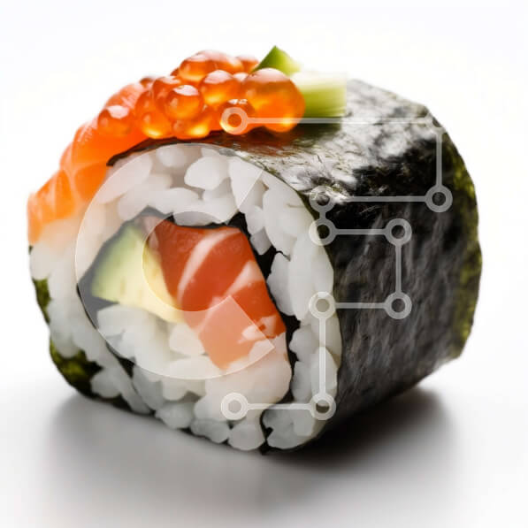 Σετ των 2 Intra Συλλεκτικό Ξύλινο Παζλ Plywood  4mm - Νόστιμο ρολό σούσι με επικάλυψη σολομού, αβοκάντο και χαβιάρι Σε Ξύλινο Κουτί - Διαστάσεις: 10x10 cm – 25 κομμάτια