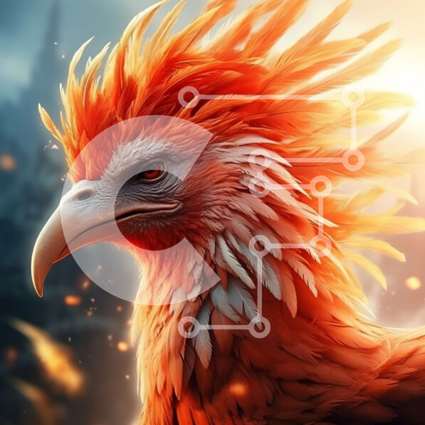 Intra Συλλεκτικό Ξύλινο Παζλ Plywood  4mm - Αγριό κόκκινο και πορτοκαλί πουλί με φλόγες Σε Ξύλινο Κουτί - Διαστάσεις: 10x10 cm – 25 κομμάτια