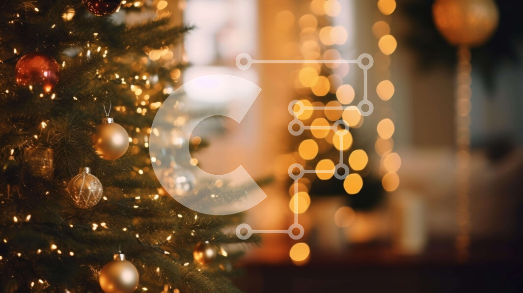 Intra Συλλεκτικό Ξύλινο Παζλ Plywood  4mm - Χριστουγεννιάτικο δέντρο με χρυσά στολίδια και φωτάκια Σε Ξύλινο Κουτί - Διαστάσεις: 10x10 cm – 25 κομμάτια