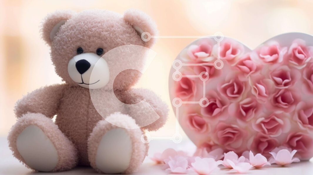 Intra Συλλεκτικό Ξύλινο Παζλ Plywood  4mm - Ρομαντικό αρκουδάκι με ροζ τριαντάφυλλα Σε Ξύλινο Κουτί - Διαστάσεις Puzzle: 10x10 cm – 25 κομμάτια