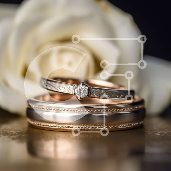 Σετ των 2 Intra Συλλεκτικό Ξύλινο Παζλ Plywood  4mm - Όμορφες βέρες από ροζ χρυσό με διαμάντι και απλό σχέδιο Σε Ξύλινο Κουτί - Διαστάσεις: 10x10 cm – 25 κομμάτια