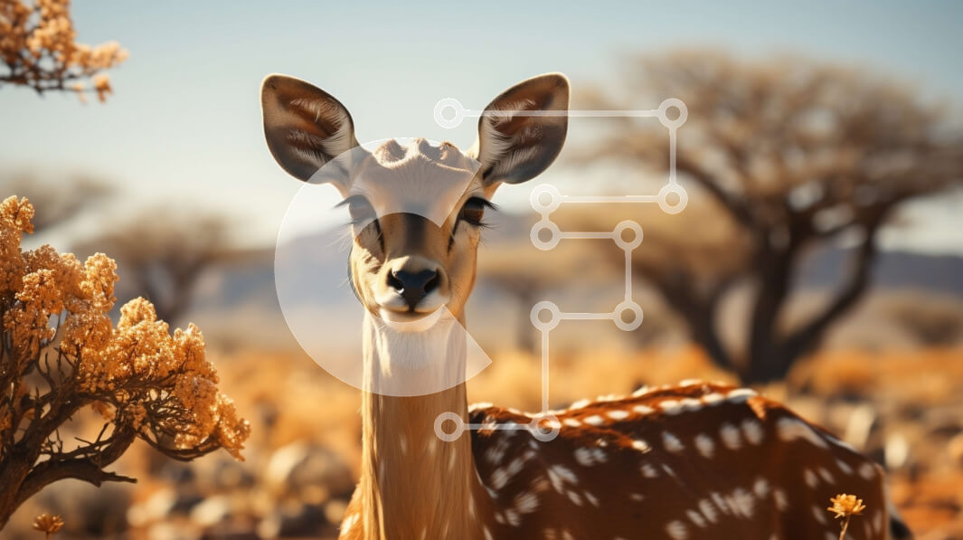 Intra Συλλεκτικό Ξύλινο Παζλ Plywood  4mm - Εκπληκτική εικόνα της Dama Gazelle σε ένα ζωντανό τοπίο της σαβάνας Σε Ξύλινο Κουτί - Διαστάσεις: 10x10 cm – 25 κομμάτια