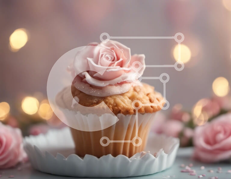 Σετ των 2 Intra Συλλεκτικό Ξύλινο Παζλ Plywood  4mm - Frosted Cupcake με ροζ τριαντάφυλλα Σε Ξύλινο Κουτί - Διαστάσεις: 10x10 cm – 25 κομμάτια