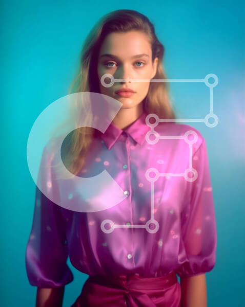 Intra Συλλεκτικό Ξύλινο Παζλ Plywood  4mm - Κομψή γυναίκα με ροζ μπλούζα σε μπλε φόντο Σε Ξύλινο Κουτί - Διαστάσεις Puzzle: 10x10 cm – 25 κομμάτια