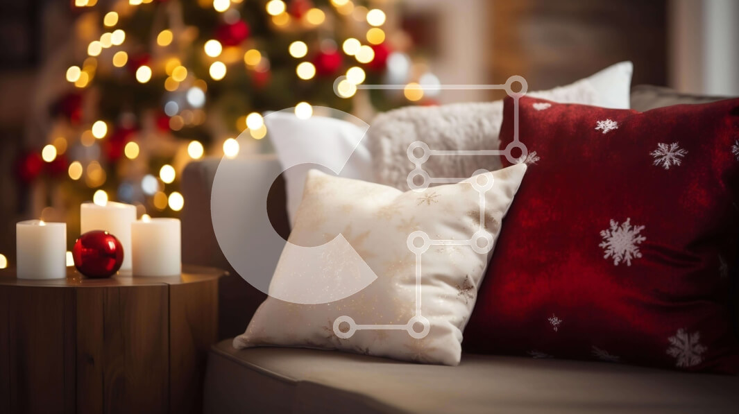 Intra Συλλεκτικό Ξύλινο Παζλ Plywood  4mm - Εορταστικό σαλόνι με χριστουγεννιάτικα στολίδια Σε Ξύλινο Κουτί - Διαστάσεις Puzzle: 10x10 cm – 25 κομμάτια