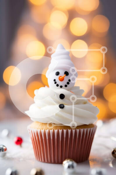 Intra Συλλεκτικό Ξύλινο Παζλ Plywood  4mm - Χιονάνθρωπος Cupcake με γιορτινά στολίδια Σε Ξύλινο Κουτί - Διαστάσεις: 10x10 cm – 25 κομμάτια