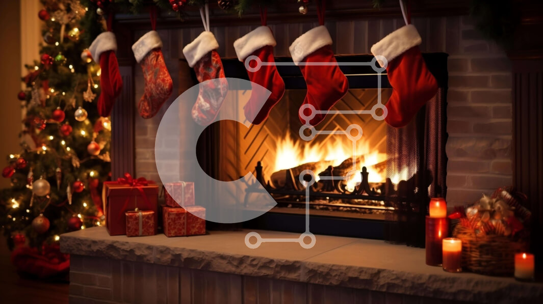 Intra Συλλεκτικό Ξύλινο Παζλ Plywood  4mm - Εορταστικό τζάκι με κάλτσες και δώρα Σε Ξύλινο Κουτί - Διαστάσεις: 10x10 cm – 25 κομμάτια