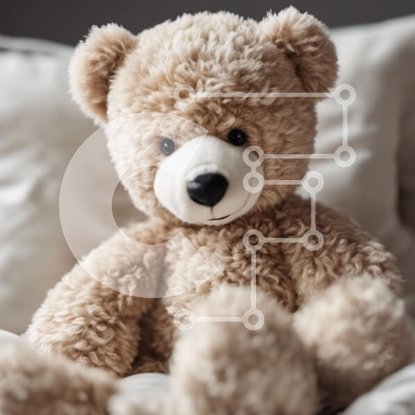 Intra Συλλεκτικό Ξύλινο Παζλ Plywood  4mm - Teddy Bear στο κρεβάτι με λευκά μαξιλάρια Σε Ξύλινο Κουτί - Διαστάσεις: 10x10 cm – 25 κομμάτια