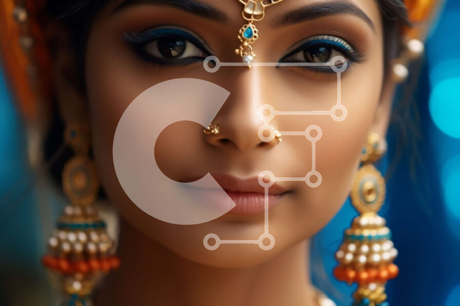 Intra Συλλεκτικό Ξύλινο Παζλ Plywood  4mm - Παραδοσιακή ινδική ομορφιά: Γυναίκα που φορά κοσμήματα και μακιγιάζ Σε Ξύλινο Κουτί - Διαστάσεις Puzzle: 10x10 cm – 25 κομμάτια