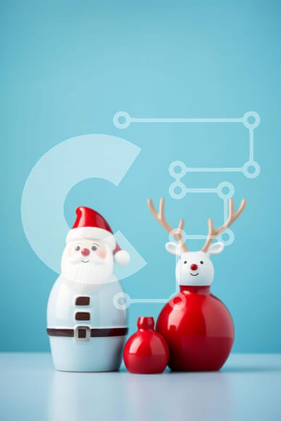 Intra Συλλεκτικό Ξύλινο Παζλ Plywood  4mm - Χριστουγεννιάτικα ειδώλια Άγιου Βασίλη σε μπλε φόντο Σε Ξύλινο Κουτί - Διαστάσεις: 10x10 cm – 25 κομμάτια