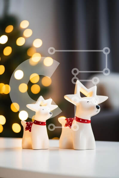 Intra Συλλεκτικό Ξύλινο Παζλ Plywood  4mm - Χριστουγεννιάτικα στολίδια με τραπέζι και ειδώλια Σε Ξύλινο Κουτί - Διαστάσεις: 10x10 cm – 25 κομμάτια