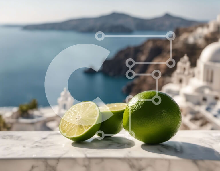 Σετ των 2 Intra Συλλεκτικό Ξύλινο Παζλ Plywood  4mm - Φέτες ασβέστη σε μαρμάρινη επιφάνεια με θέα στο νερό Σε Ξύλινο Κουτί - Διαστάσεις: 10x10 cm – 25 κομμάτια