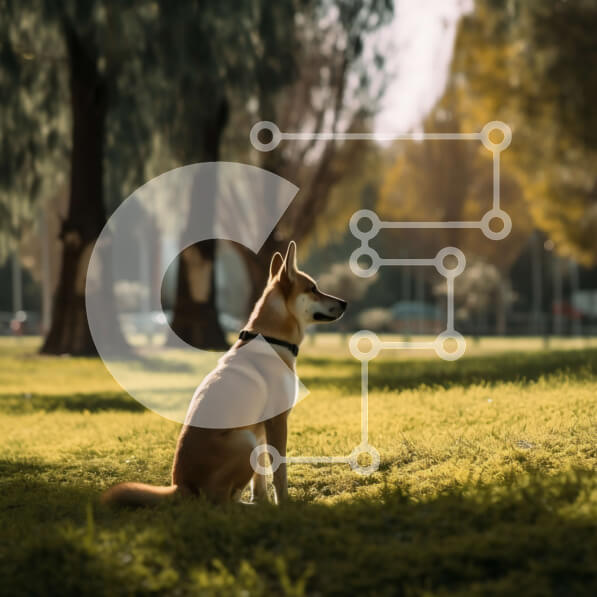 Intra Συλλεκτικό Ξύλινο Παζλ Plywood  4mm - Αξιολάτρευτο σκυλί που κάθεται στο πάρκο μια ηλιόλουστη μέρα Σε Ξύλινο Κουτί - Διαστάσεις: 10x10 cm – 25 κομμάτια