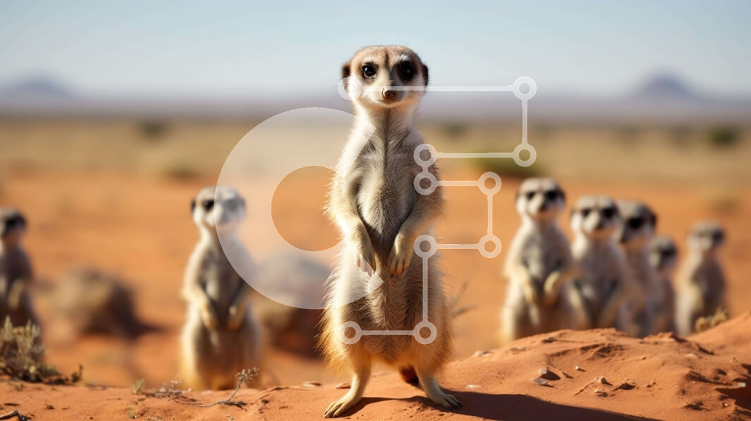 Σετ των 2 Intra Συλλεκτικό Ξύλινο Παζλ Plywood  4mm - Ομάδα σουρικάτ που στέκεται στην έρημο Σε Ξύλινο Κουτί - Διαστάσεις: 10x10 cm – 25 κομμάτια