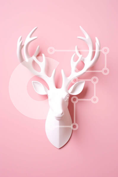 Intra Συλλεκτικό Ξύλινο Παζλ Plywood  4mm - Κεφάλι λευκού ελαφιού σε φόντο μαύρισμα Σε Ξύλινο Κουτί - Διαστάσεις Puzzle: 10x10 cm – 25 κομμάτια