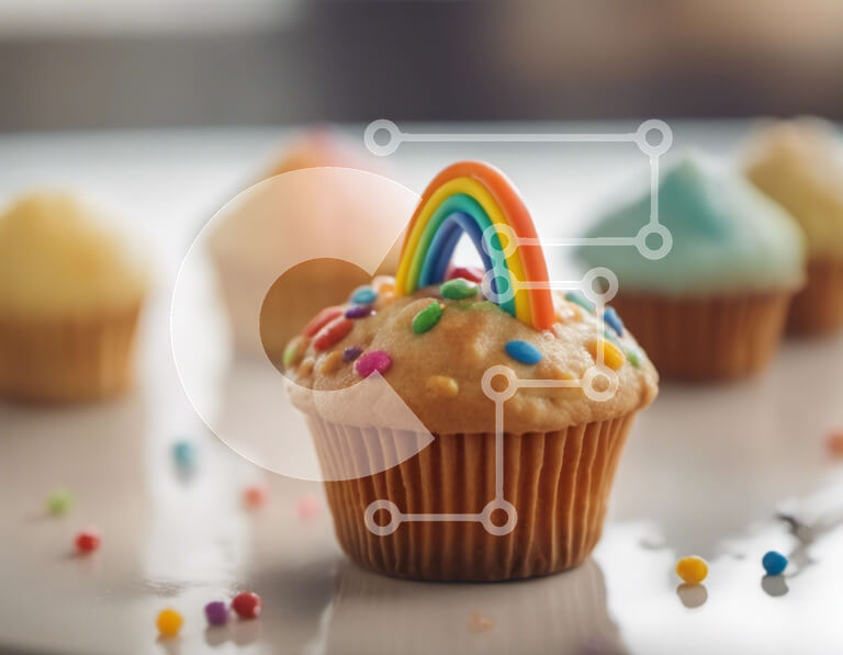 Σετ των 2 Intra Συλλεκτικό Ξύλινο Παζλ Plywood  4mm - Πολύχρωμο Rainbow Cupcake με ψεκασμούς Σε Ξύλινο Κουτί - Διαστάσεις: 10x10 cm – 25 κομμάτια