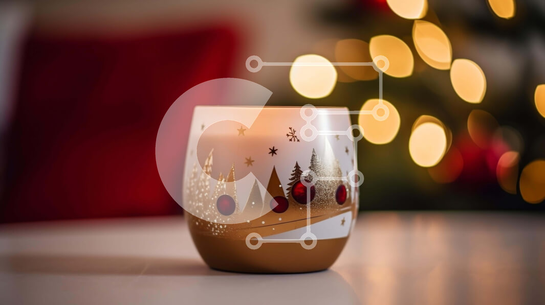 Intra Συλλεκτικό Ξύλινο Παζλ Plywood  4mm - Γυάλινο κερί Χριστουγεννιάτικου Δέντρου στο τραπέζι με θολά φώτα Σε Ξύλινο Κουτί - Διαστάσεις: 10x10 cm – 25 κομμάτια