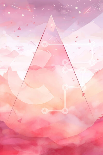 Intra Συλλεκτικό Ξύλινο Παζλ Plywood  4mm - Ροζ τρίγωνο σε αφηρημένο τοπίο με βουνά και αστέρια Σε Ξύλινο Κουτί - Διαστάσεις Puzzle: 10x10 cm – 25 κομμάτια