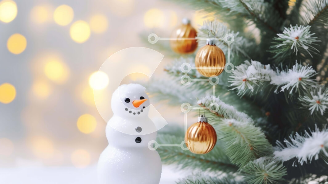 Intra Συλλεκτικό Ξύλινο Παζλ Plywood  4mm - Χριστουγεννιάτικο δέντρο με ειδώλιο χιονάνθρωπος και διακοσμήσεις Σε Ξύλινο Κουτί - Διαστάσεις: 10x10 cm – 25 κομμάτια