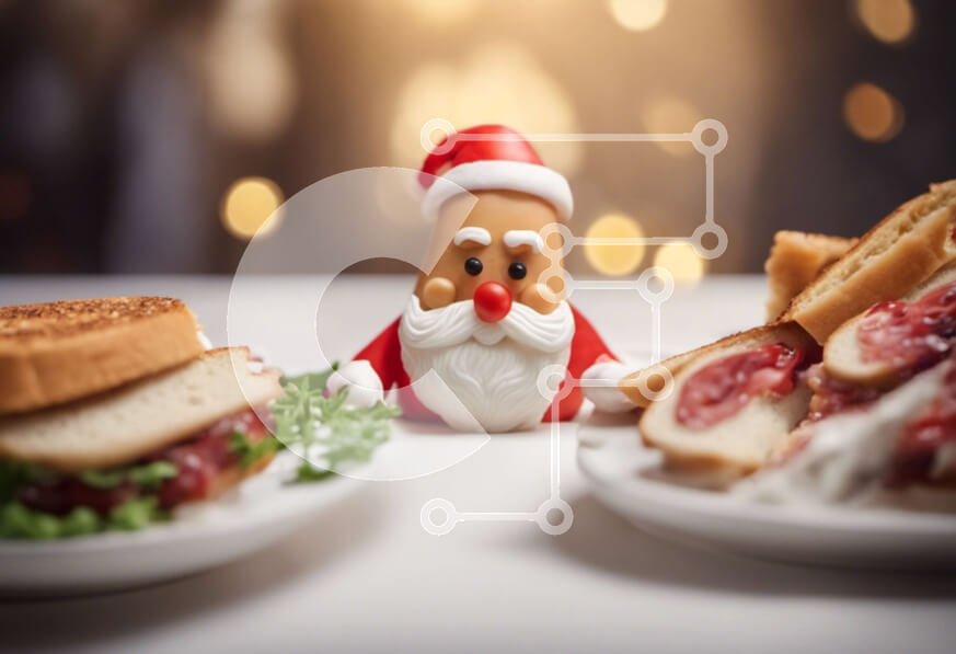 Intra Συλλεκτικό Ξύλινο Παζλ Plywood  4mm - Παιχνίδι Άγιος Βασίλης με φαγητό στο τραπέζι Σε Ξύλινο Κουτί - Διαστάσεις Puzzle: 10x10 cm – 25 κομμάτια