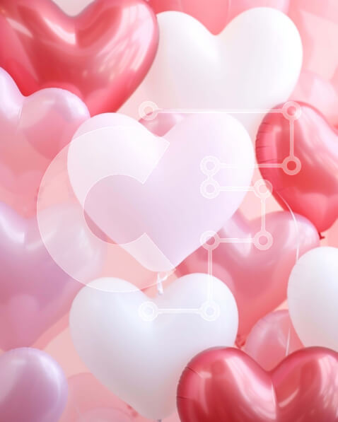 Intra Συλλεκτικό Ξύλινο Παζλ Plywood  4mm - Ομάδα από μπαλόνια σε σχήμα καρδιάς Σε Ξύλινο Κουτί - Διαστάσεις Puzzle: 10x10 cm – 25 κομμάτια