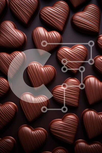 Σετ των 2 Intra Συλλεκτικό Ξύλινο Παζλ Plywood  4mm - Ομάδα καραμέλες σε σχήμα καρδιάς σοκολάτας σε σκούρο φόντο Σε Ξύλινο Κουτί - Διαστάσεις: 10x10 cm – 25 κομμάτια