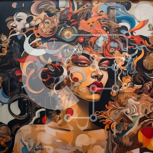 Σετ των 2 Intra Συλλεκτικό Ξύλινο Παζλ Plywood  4mm - Αφηρημένη ομορφιά: Πολύχρωμο χτένισμα και μακιγιάζ σε μια γυναίκα Σε Ξύλινο Κουτί - Διαστάσεις: 10x10 cm – 25 κομμάτια