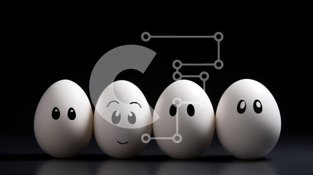 Intra Συλλεκτικό Ξύλινο Παζλ Plywood  4mm - Τέσσερα λευκά αυγά με πρόσωπα και μάτια Σε Ξύλινο Κουτί - Διαστάσεις Puzzle: 10x10 cm – 25 κομμάτια