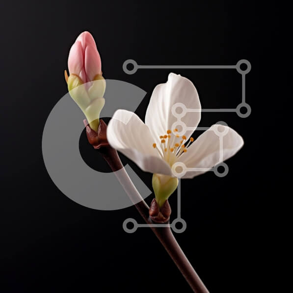 Intra Συλλεκτικό Ξύλινο Παζλ Plywood  4mm - Ανθισμένο λευκό λουλούδι σε στέλεχος φυτού Σε Ξύλινο Κουτί - Διαστάσεις: 10x10 cm – 25 κομμάτια