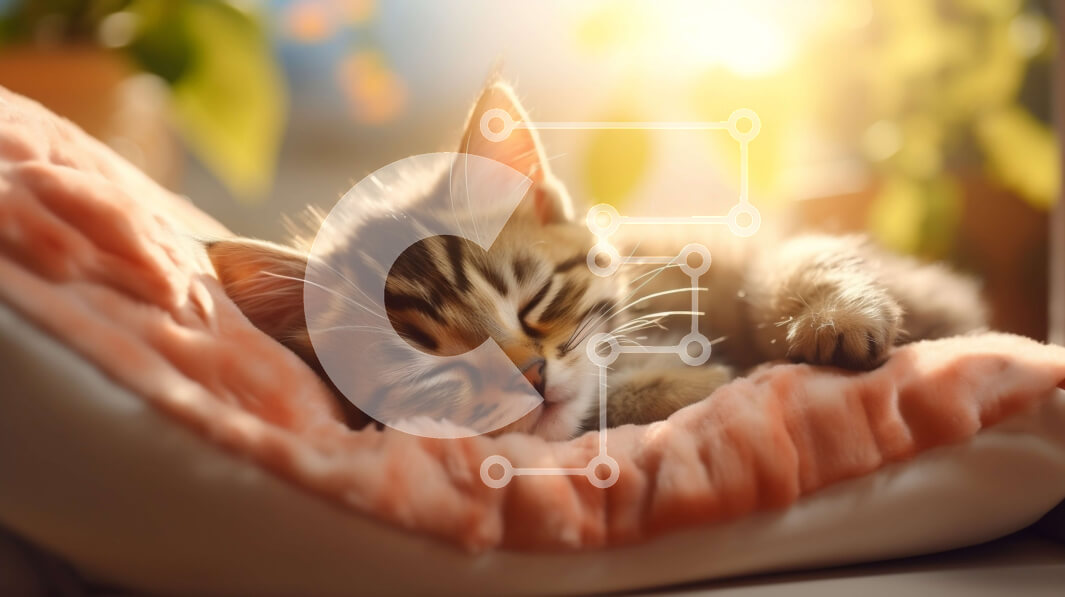 Intra Συλλεκτικό Ξύλινο Παζλ Plywood  4mm - Χαριτωμένο γατάκι ύπνου σε μια ροζ κουβέρτα Σε Ξύλινο Κουτί - Διαστάσεις: 10x10 cm – 25 κομμάτια