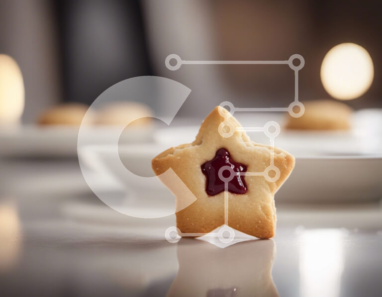 Σετ των 2 Intra Συλλεκτικό Ξύλινο Παζλ Plywood  4mm - Μπισκότο μαρμελάδας σε σχήμα αστεριού σε λευκά πιάτα Σε Ξύλινο Κουτί - Διαστάσεις: 10x10 cm – 25 κομμάτια